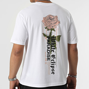  Luxury Lovers - Tee Shirt Oversize Large Paradise Roses Blanc