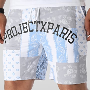  Project X Paris - Short Jogging 2240195 Gris Blanc Bleu Clair Bandana