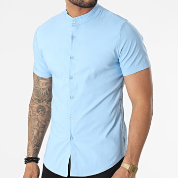  Uniplay - Chemise Manches Courtes Col Mao UP-C115 Bleu Clair