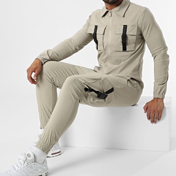 Uniplay - UP-ES-87 Set giacca con zip e pantaloni da jogging beige