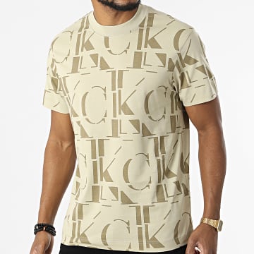  Calvin Klein - Tee Shirt Logo All Over Print 0877 Beige