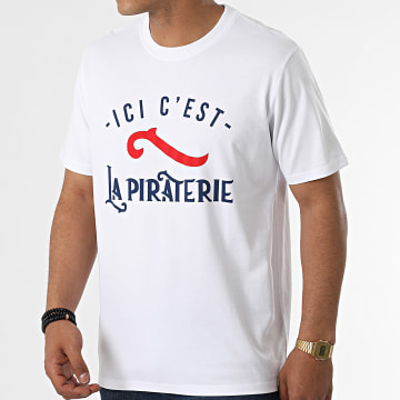  La Piraterie - Tee Shirt Ici C'est La Piraterie Blanc Bleu Marine