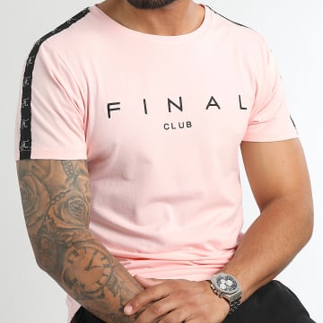  Final Club - Tee Shirt A Bandes Logo Premium Fit 1008 Rose Pastel