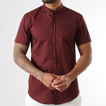 LBO - Chemise Manches Courtes Col Mao Slim Fit 2190 Bordeaux