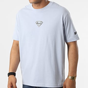  DC Comics - Tee Shirt Oversize Large Chest Logo Bleu Ciel Noir