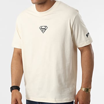  DC Comics - Tee Shirt Oversize Large Chest Logo Beige Chiné Noir