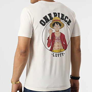 One Piece - Camiseta Luffy Espalda Beige Natural