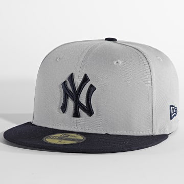  New Era - Casquette Fitted 59Fifty Side Patch New York Yankees Gris Bleu Marine