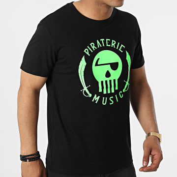  Piraterie Music - Tee Shirt Logo Noir Vert Fluo