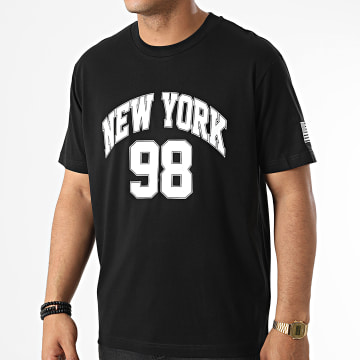 Luxury Lovers - Tee Shirt Oversize Large College New York Noir Blanc