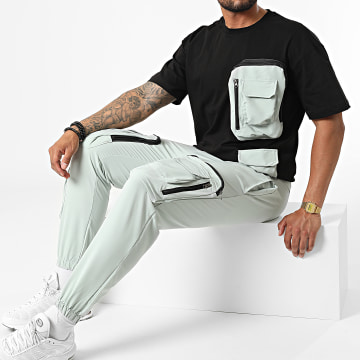  Classic Series - Ensemble Tee Shirt Poche Et Pantalon Jogging F22-908T Noir Turquoise