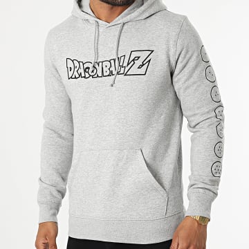  Dragon Ball Z - Sweat Capuche Front And Sleeve Gris Chiné Noir