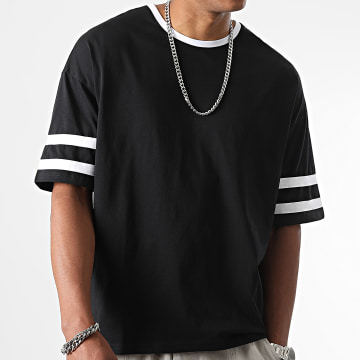  LBO - Tee Shirt Oversize Large A Bandes 2595 Noir
