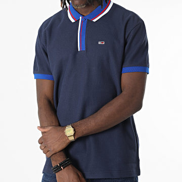 Tommy Jeans - Polo met korte mouwen, getipt honingraat 4100 marineblauw