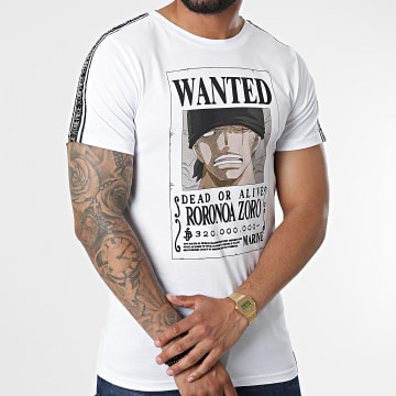  One Piece - Tee Shirt A Bandes Wanted Zoro Blanc