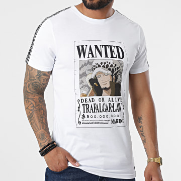  One Piece - Tee Shirt A Bandes Wanted Trafalgar Blanc