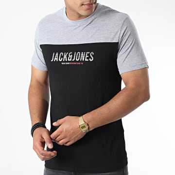  Jack And Jones - Tee Shirt Dan Blocking Noir Gris Chiné