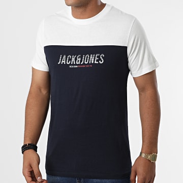  Jack And Jones - Tee Shirt Dan Blocking Bleu Marine Blanc