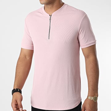  Frilivin - Tee Shirt Oversize Col Zippé Rose