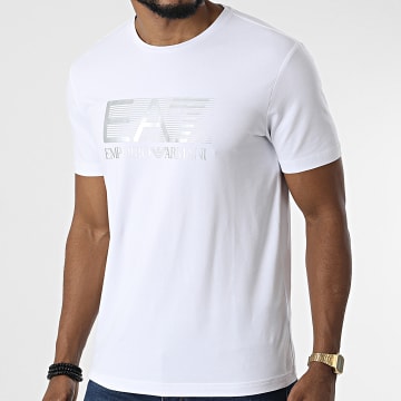  EA7 Emporio Armani - Tee Shirt 6LPT62-PJ03Z Blanc Argenté