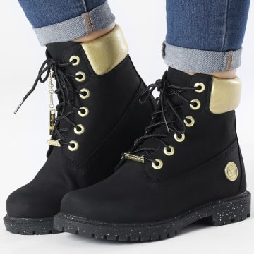  Timberland - Boots Femme 6 Inch Heritage Waterproof A5RRM Black Nubuck Gold