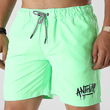  Anthill - Short De Bain Logo Vert Fluo Noir