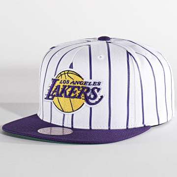  Mitchell and Ness - Casquette Snapback Retro Pinstripe Los Angeles Lakers Blanc