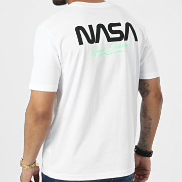  NASA - Tee Shirt Oversize Large Space Edition Blanc Vert Fluo