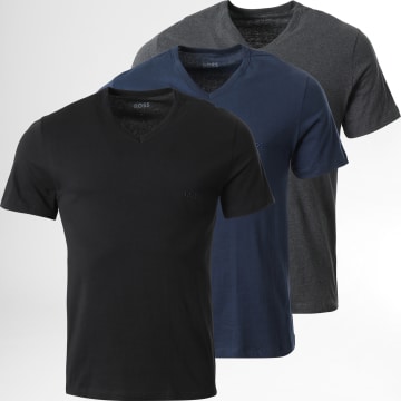 BOSS - Juego de 3 camisetas clásicas 50475285 Negro Azul marino Gris Carbón