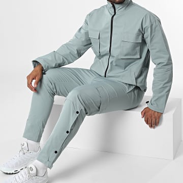 Frilivin - Set giacca con zip e pantaloni cargo verde chiaro