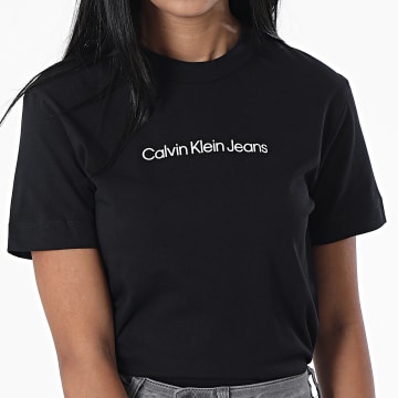  Calvin Klein - Tee Shirt Femme Shrunken Institutional 9918 Noir