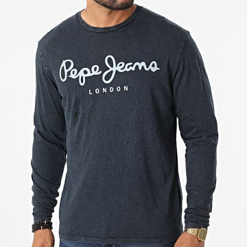  Pepe Jeans - Tee Shirt Manches Longues Essential Denim Bleu Marine