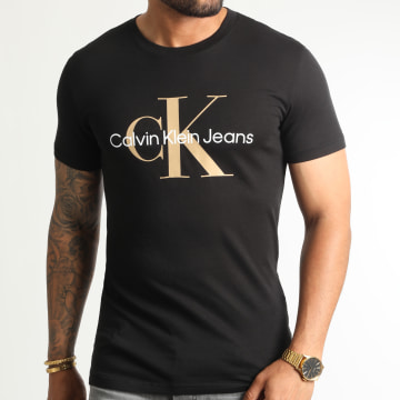  Calvin Klein - Tee Shirt Seasonal Monogram 0806 Noir Beige