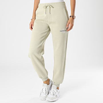  Calvin Klein - Pantalon Jogging Femme Monogram Cuffed 8971 Vert Kaki Clair