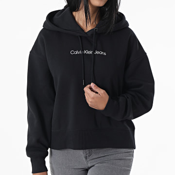  Calvin Klein - Sweat Capuche Femme Shrunken Institution 9910 Noir