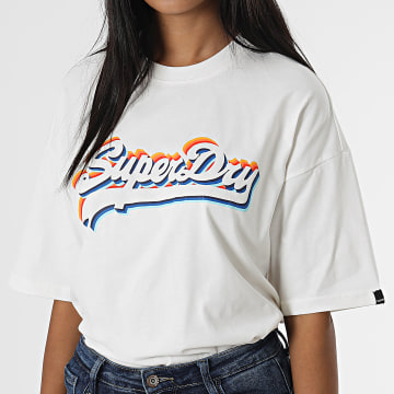  Superdry - Tee Shirt Femme Vintage Logo Rainbow Blanc