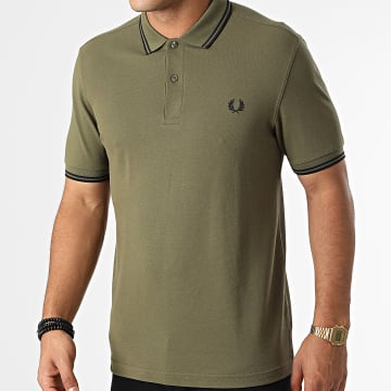 Fred Perry - Polo Manches Courtes Twin Tipped M3600 Vert Kaki