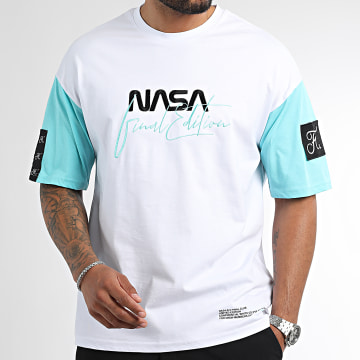  Final Club - Tee Shirt Oversize Large NASA Signature 1029 Blanc Bleu Pastel