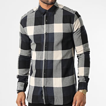  Only And Sons - Chemise Manches Longues A Carreaux Gudmund Bleu Marine Beige