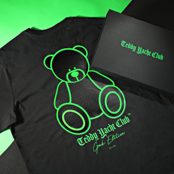 Teddy Yacht Club - Tee Shirt Oversize Large GMK Limited Edition Black Acid Green