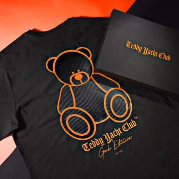  Teddy Yacht Club - Tee Shirt Oversize Large GMK Limited Edition Black Solar Orange