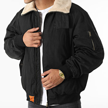  Bombers Original - Veste Bomber Bombardier Col Mouton Noir