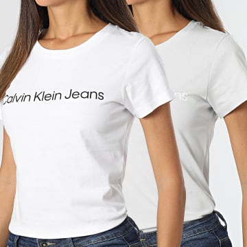  Calvin Klein - Lot De 2 Tee Shirts Femme 6466 Blanc Gris