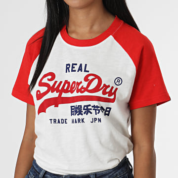  Superdry - Tee Shirt Femme Raglan Vintage Logo Heritage Blanc
