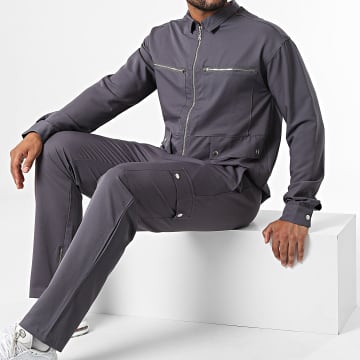 Classic Series - KL-2093 Set giacca e pantaloni cargo con zip grigio antracite