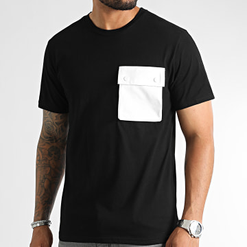 John H - Tee Shirt Poche T8815 Noir Blanc