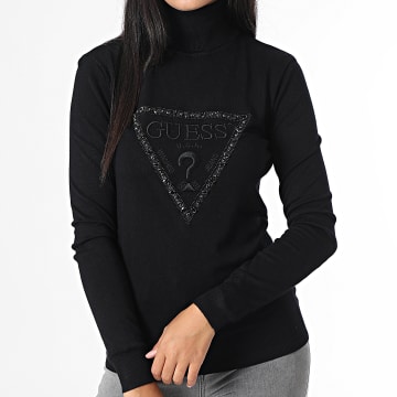 Sweat Guess Crop Noir Manches Longues – Taille L – Logo – Neuf