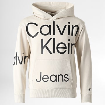  Calvin Klein - Sweat Capuche Enfant Bold Institutional Logo 1442 Beige