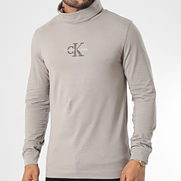  Calvin Klein - Tee Shirt Manches Longues Col Roulé 1701 Beige Foncé