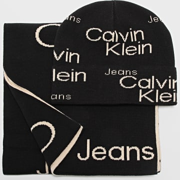  Calvin Klein - Coffret Echarpe Et Bonnet AOP 9917 Noir